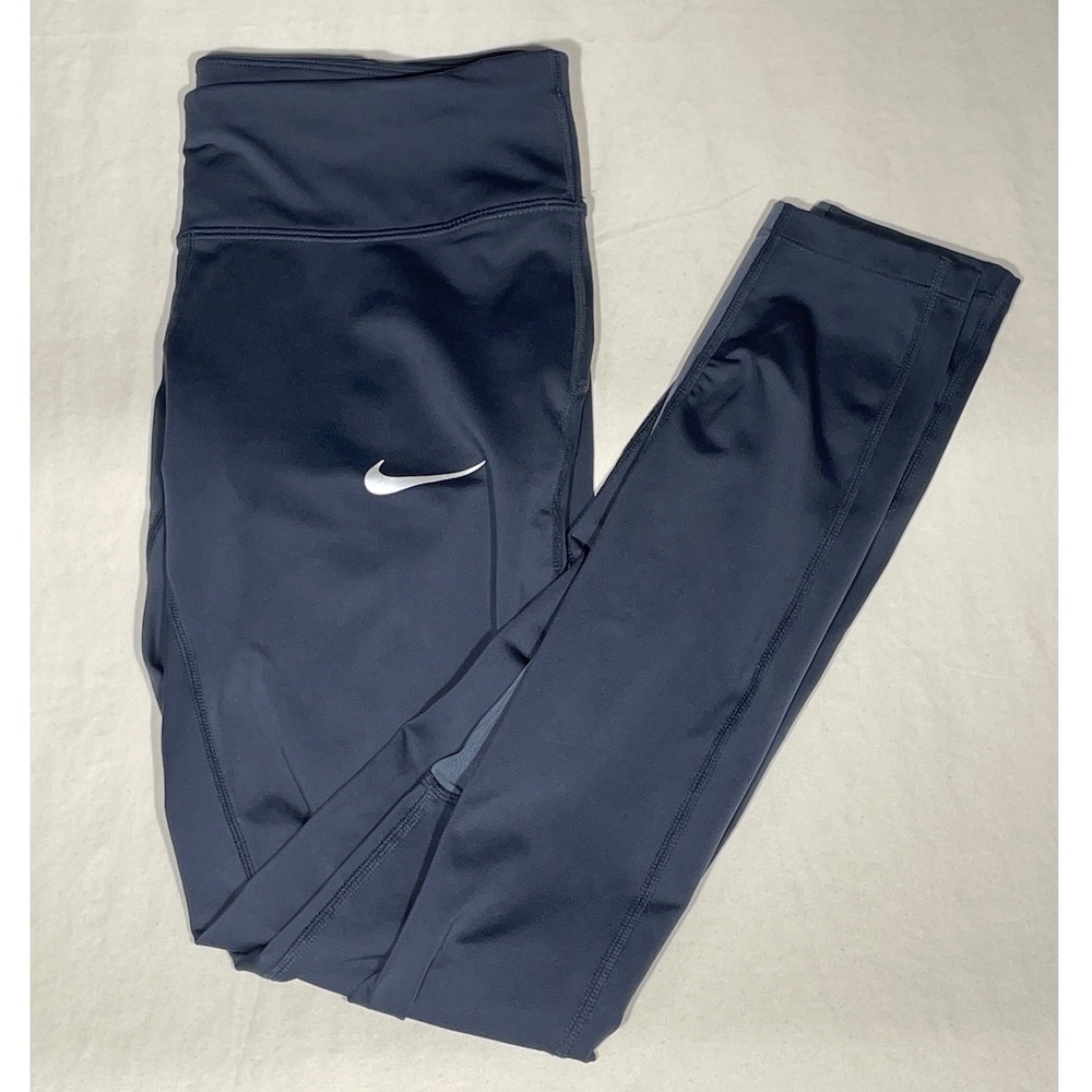 Nike Dri-FIT Womens Running Leggings Charcoal Gray Mesh Zipper Pocket Small